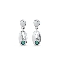 Drop earrings with green crystal