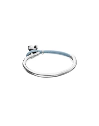 Blue leather bracelet with butterfly ornament