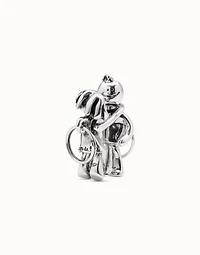 Sterling silver-plated girl and boy key-ring