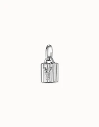 Sterling silver-plated padlock charm with topaz letter Y