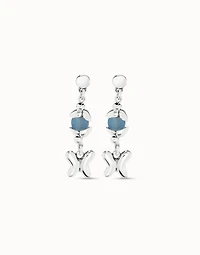 Earrings with blue crystal and butterfly