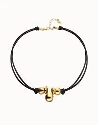 Short leather necklace with three spheres