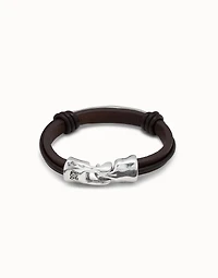 Leather bracelet with a tube in the center