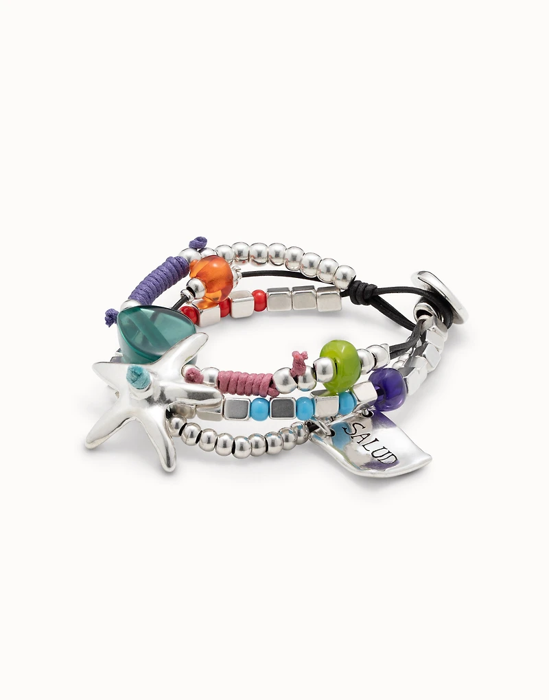 Multi strand beaded bracelet with a star