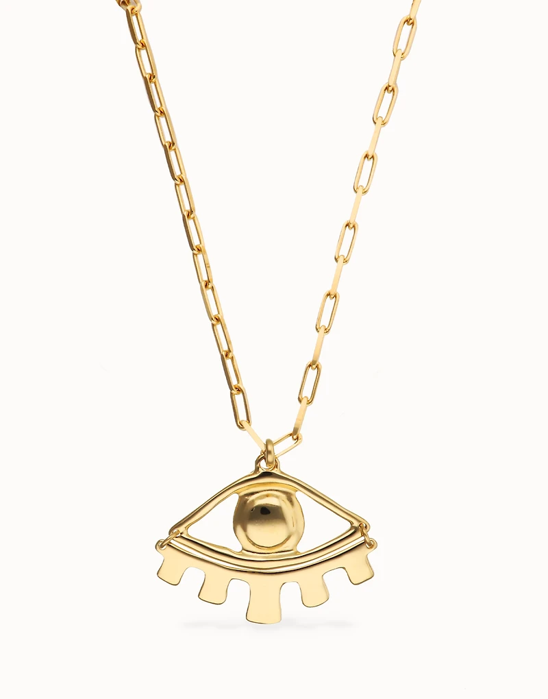 Long pendant chain necklace with central eye