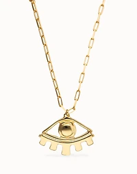 Long pendant chain necklace with central eye