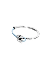 Blue leather bracelet with butterfly ornament