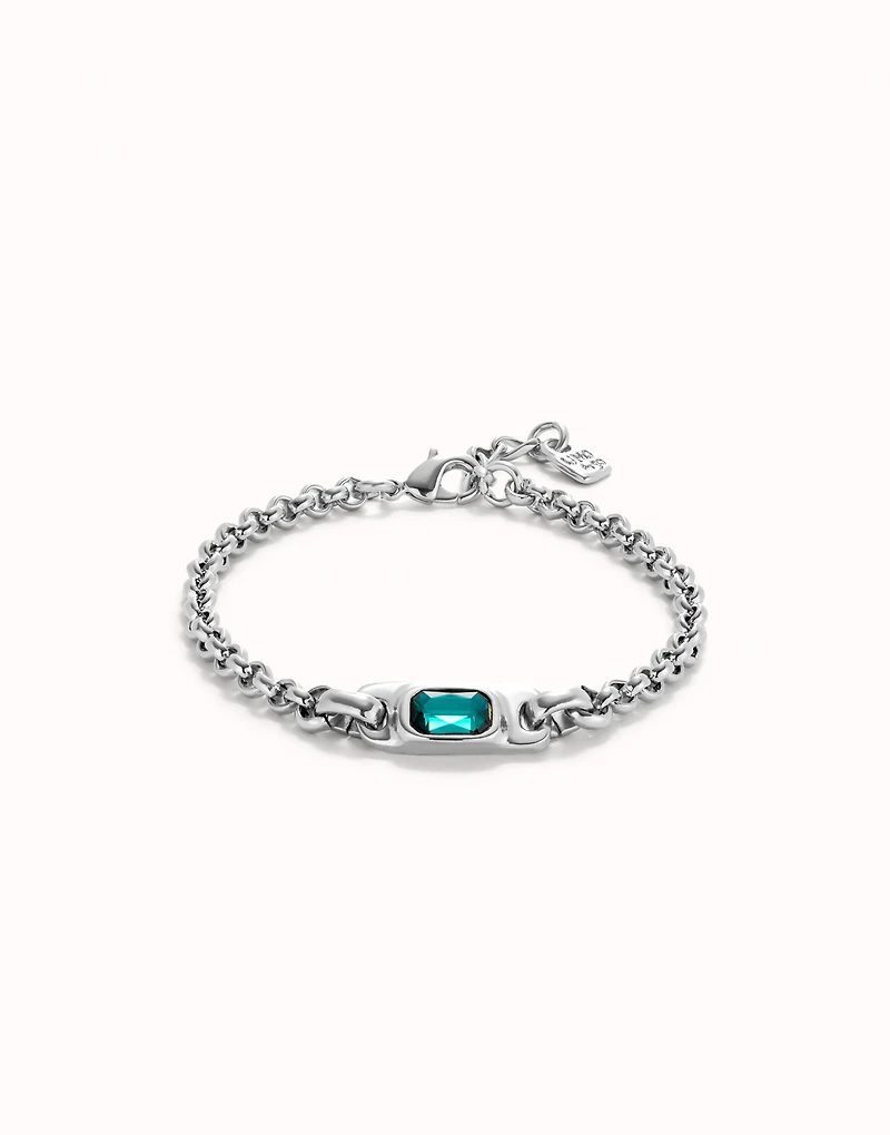 Chain bracelet with green crystal