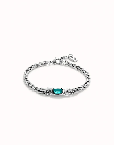 Chain bracelet with green crystal