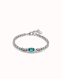 Chain bracelet with green crystal