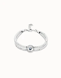 Two-strand beaded bracelet with an eye-shaped charm