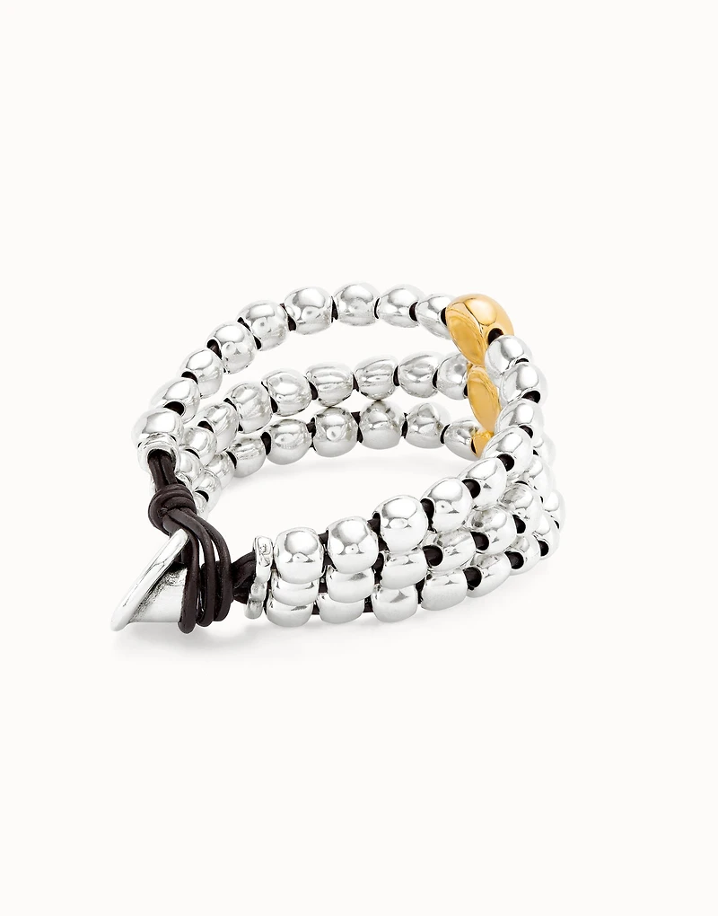 Three strand beaded leather bracelet