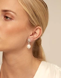 Sterling silver-plated drop earrings with pearl