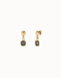 Drop earrings with black crystal