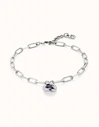 Short link chain pendant necklace purple crystal