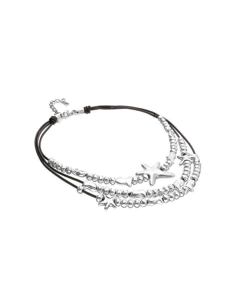 Multi-strand leather necklace with starfish