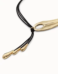 Leather necklace with fringes with drops