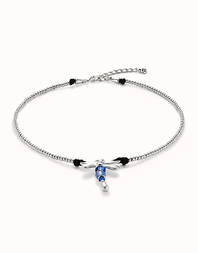 Short pendant necklace with dragonfly