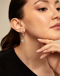 Earrings with blue crystal and butterfly