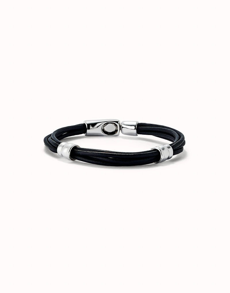 Leather bracelet with 2 circles