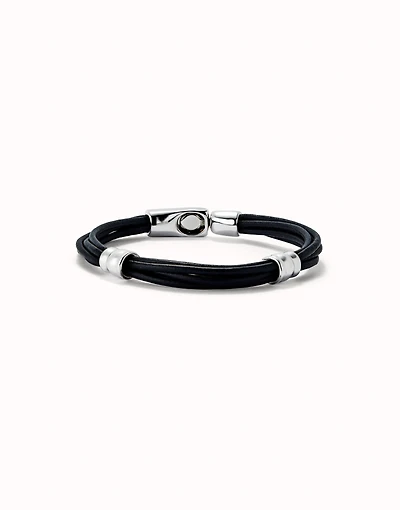 Leather bracelet with 2 circles
