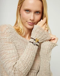 Brown leather bracelet with heart detail