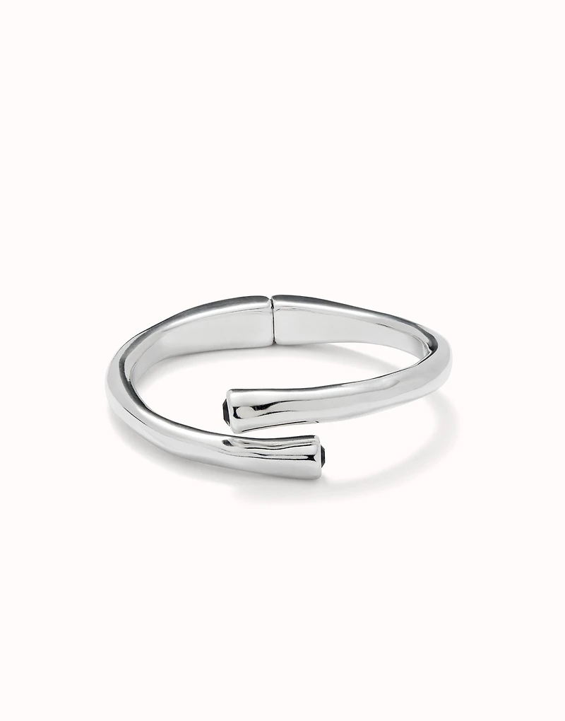 Bangle bracelet with two black crystal