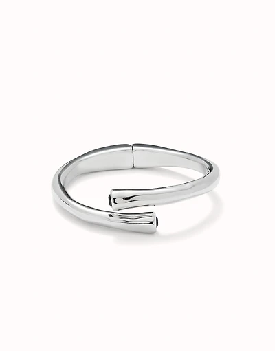 Bangle bracelet with two black crystal