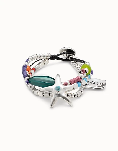 Multi strand beaded bracelet with a star