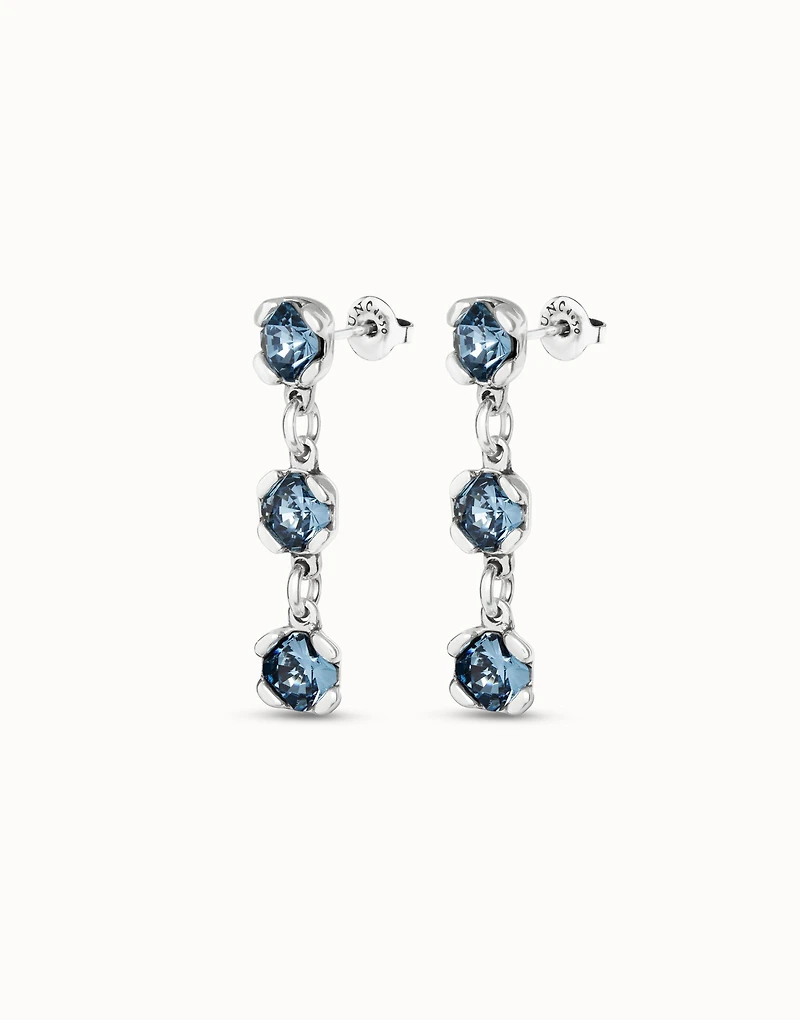 Drop earrings with blue crystals