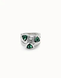 Ring with three green crystals