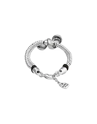 Double-strand bracelet with lobster clasp and two drops