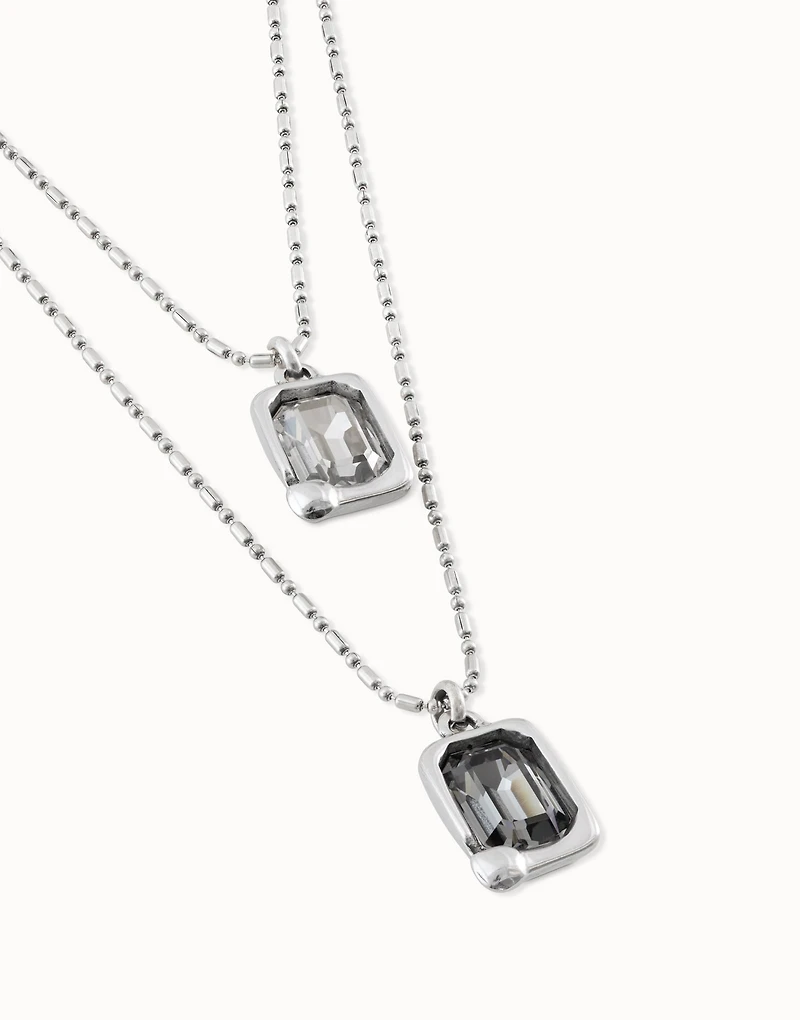 Multi strand pendant chain necklace with crystals