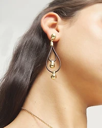 Drop earrings with leather earrings and sphere detail