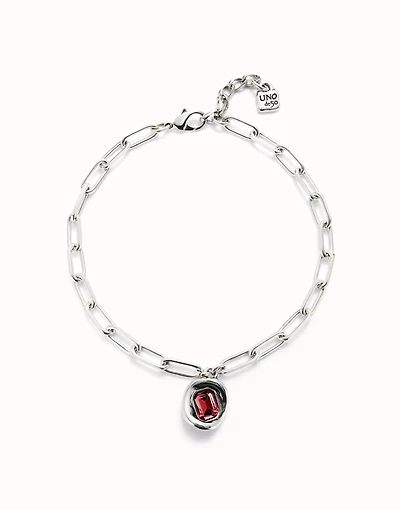 Short link chain pendant necklace red crystal
