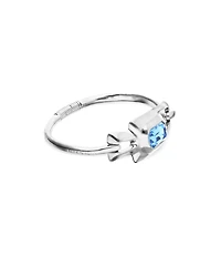 Semi-rigid bracelet with blue faceted crystal