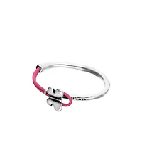 Pink leather bracelet with butterfly ornament