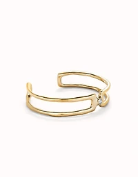 Double strand bangle bracelet with white topaz
