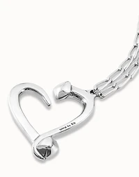 Long link chain pendant necklace with a heart
