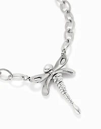 Short link chain necklace with dragonfly