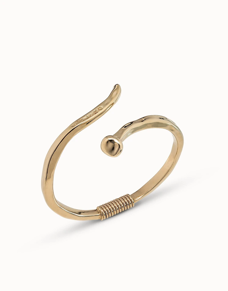 Bangle bracelet with a spiral-shaped nail