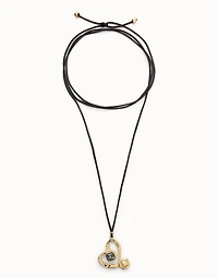 Long pendant and central heart with black crystal