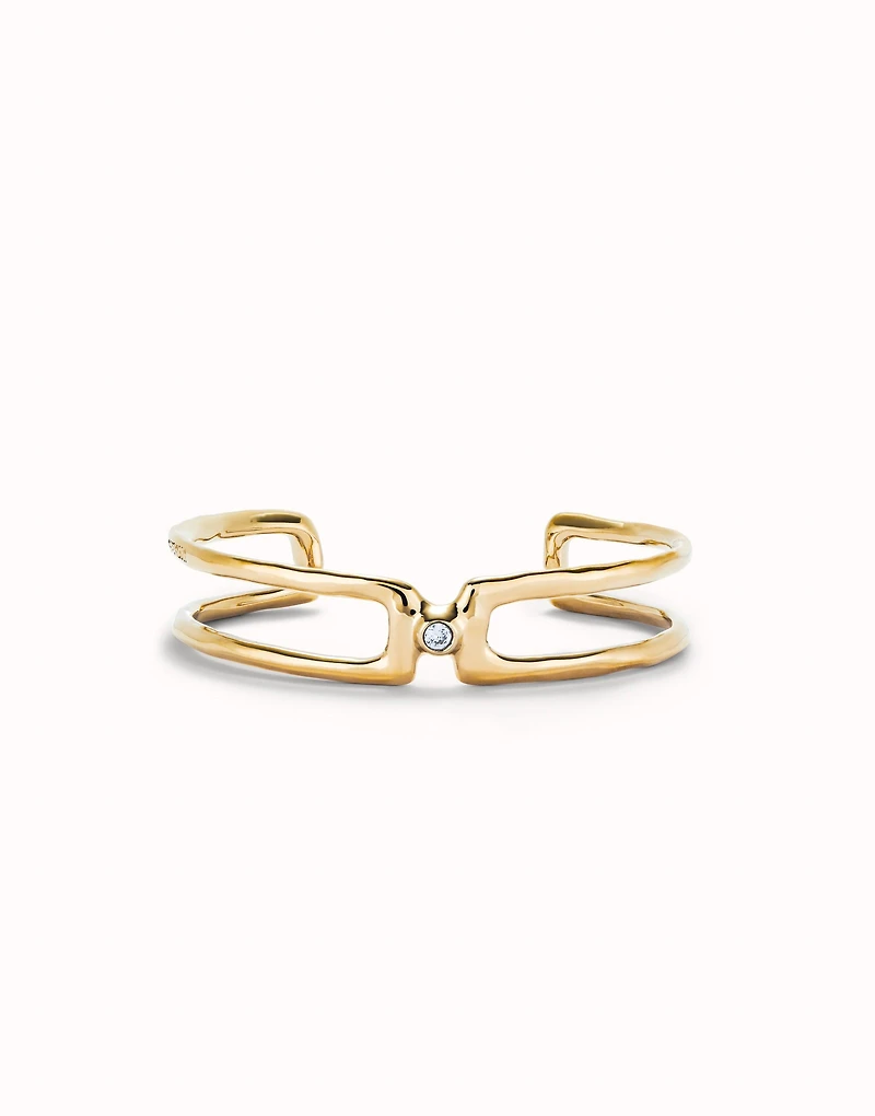 Double strand bangle bracelet with white topaz