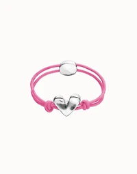 Pink elastic thread bracelet with heart charm