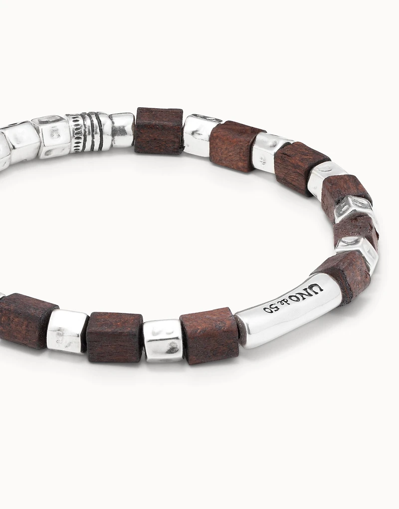 Leather bracelet with wooden beads
