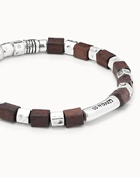 Leather bracelet with wooden beads