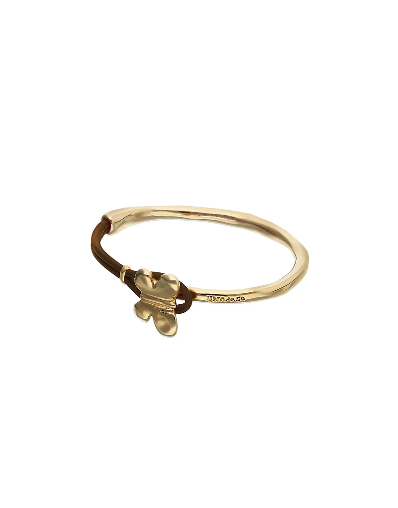 Brown leather bracelet with butterfly ornament