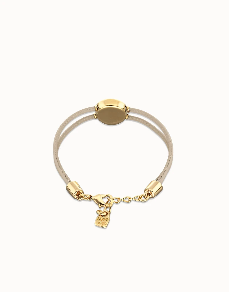 Double ivory leather birthstone bracelet with eye