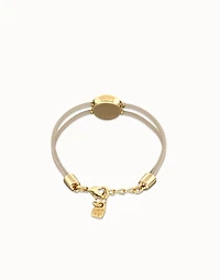 Double ivory leather birthstone bracelet with eye