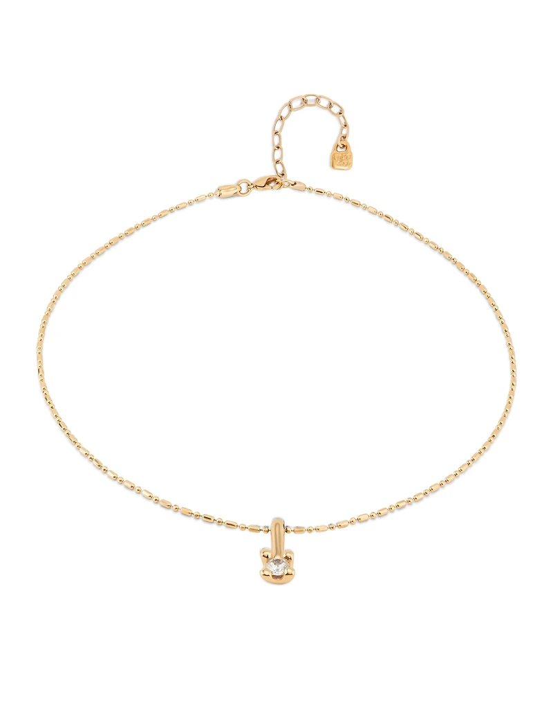 Short chain necklace with white cubic zirconia